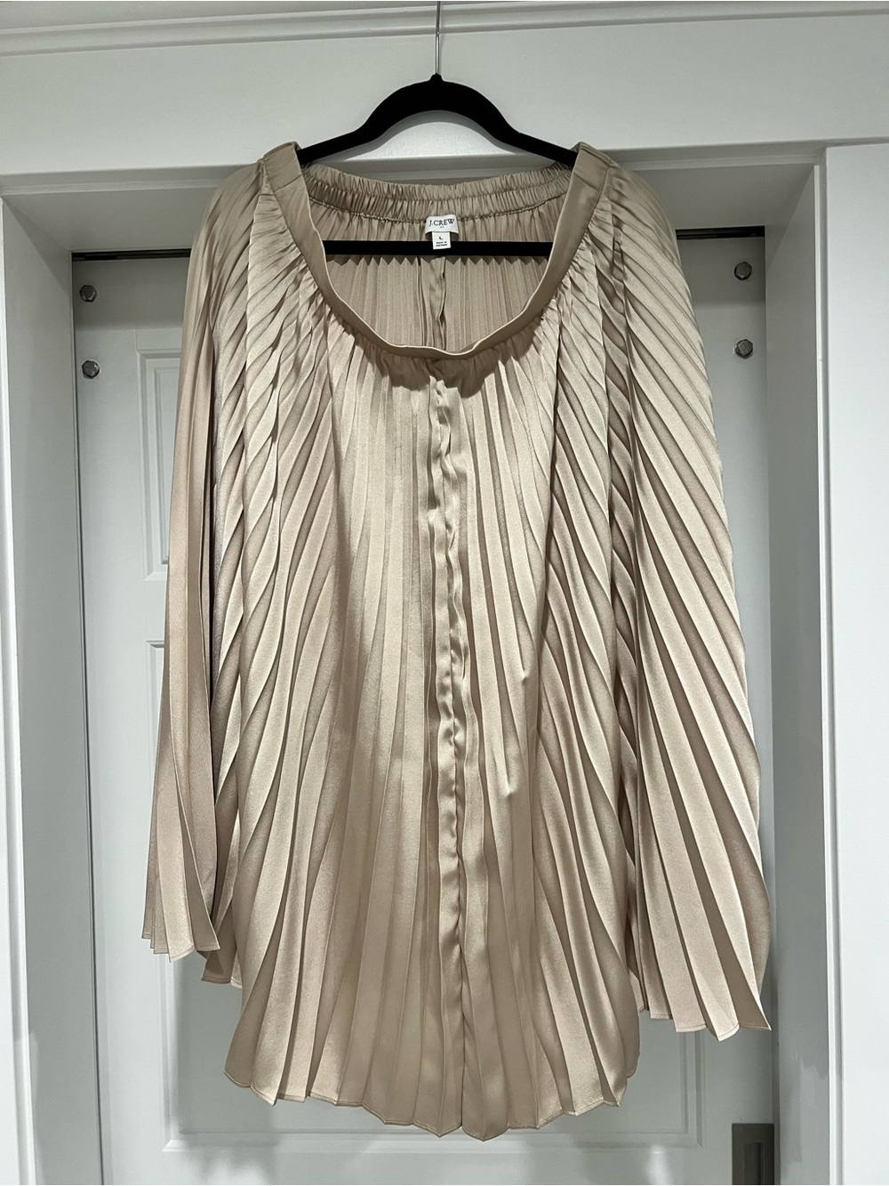 J. Crew Pleated Satin Blouse - Taupe